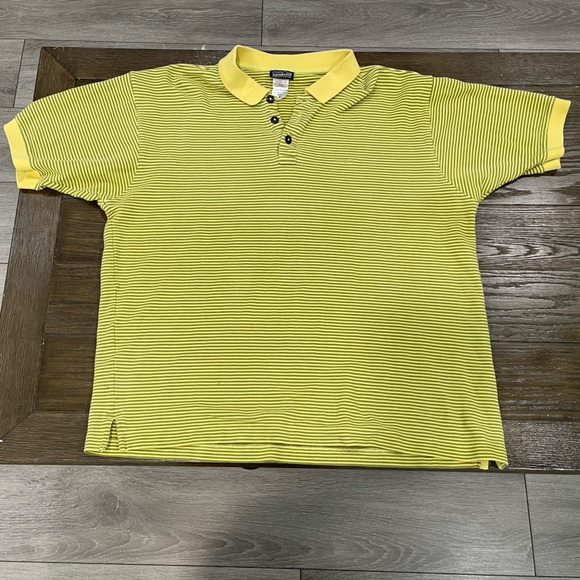 Patagonia Organic Cotton Polo Shirt Men’s M Yellow Green Stripe - Picture 2 of 4